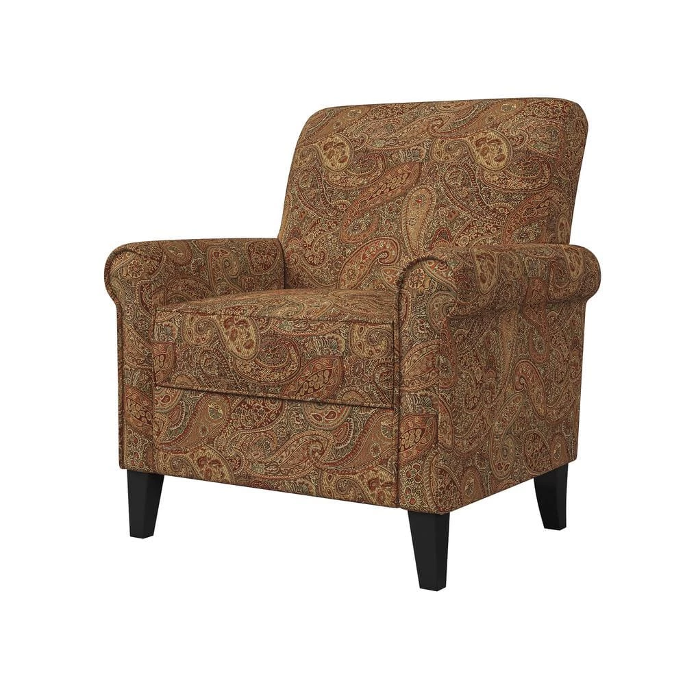 Budget 👍 Jean Paisley Multicolored Paisley with Burgundy Arm Chair (No Nail Head Trim) by Handy Living 😀 - Image 6
