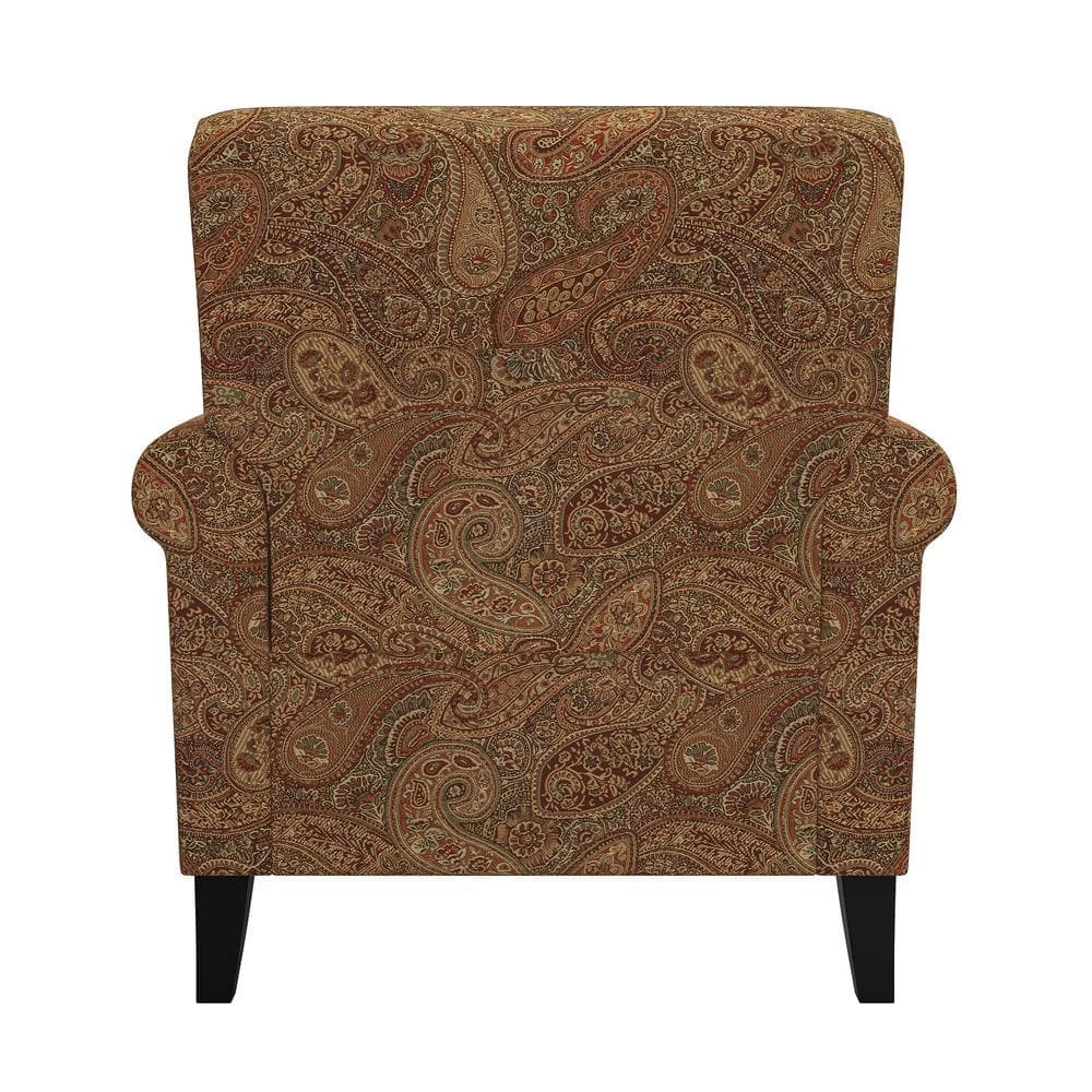 Budget 👍 Jean Paisley Multicolored Paisley with Burgundy Arm Chair (No Nail Head Trim) by Handy Living 😀 - Image 4