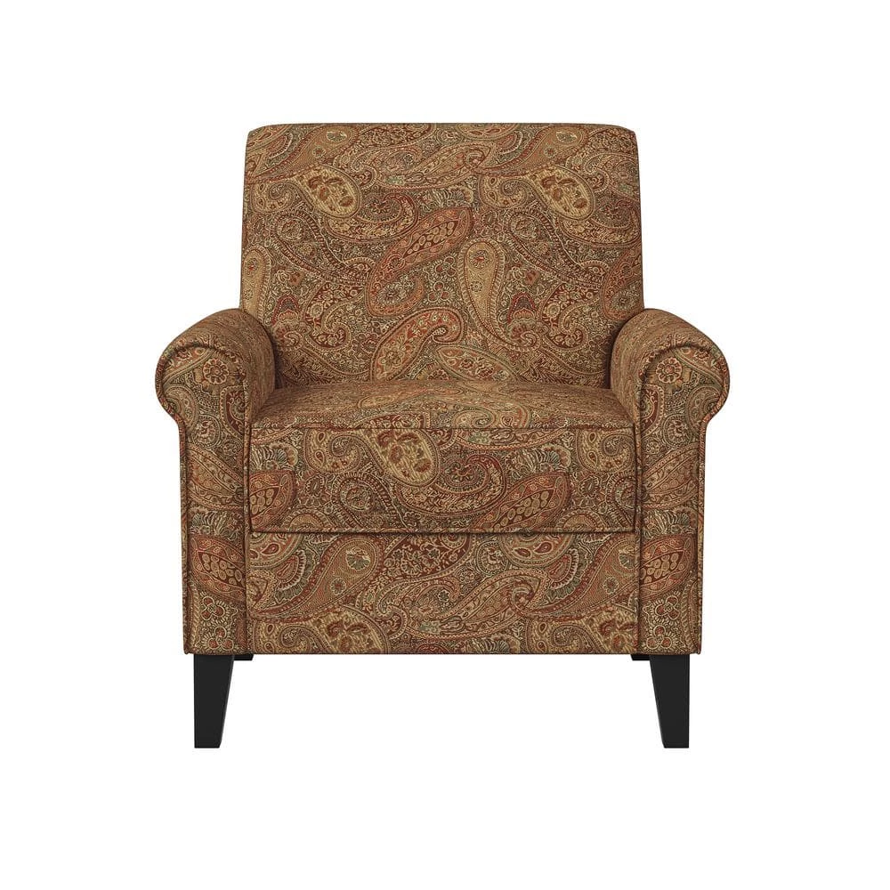 Budget 👍 Jean Paisley Multicolored Paisley with Burgundy Arm Chair (No Nail Head Trim) by Handy Living 😀 - Image 5