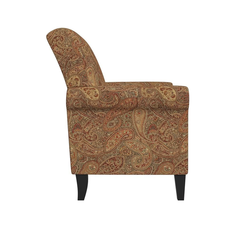 Budget 👍 Jean Paisley Multicolored Paisley with Burgundy Arm Chair (No Nail Head Trim) by Handy Living 😀 - Image 2
