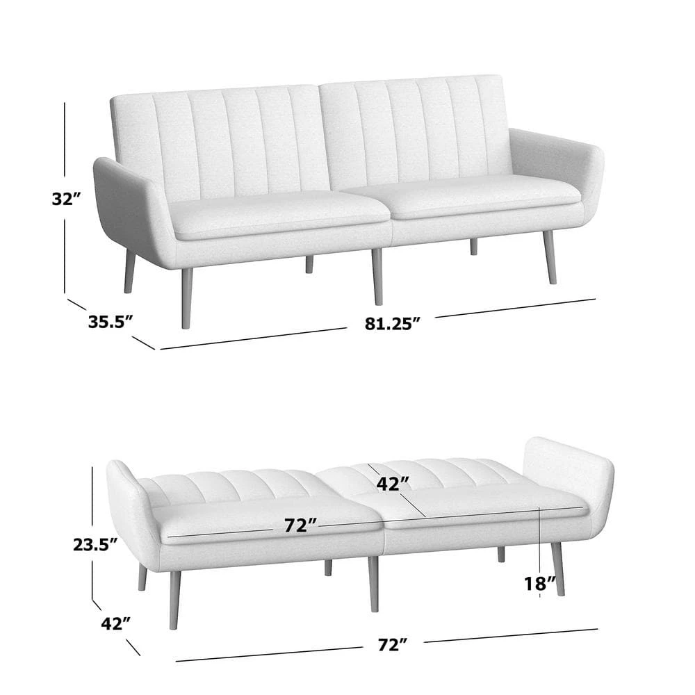 Hot Sale ❤️ Limbrick 81.25 in. Mustard Yellow Linen-like Fabric 3-Seat Full Size Convert-a-Couch Sofa Bed by Handy Living 🧨 - Image 5