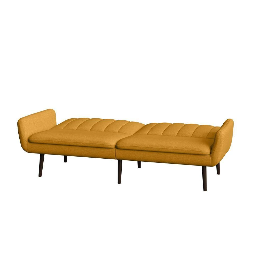 Hot Sale ❤️ Limbrick 81.25 in. Mustard Yellow Linen-like Fabric 3-Seat Full Size Convert-a-Couch Sofa Bed by Handy Living 🧨 - Image 10