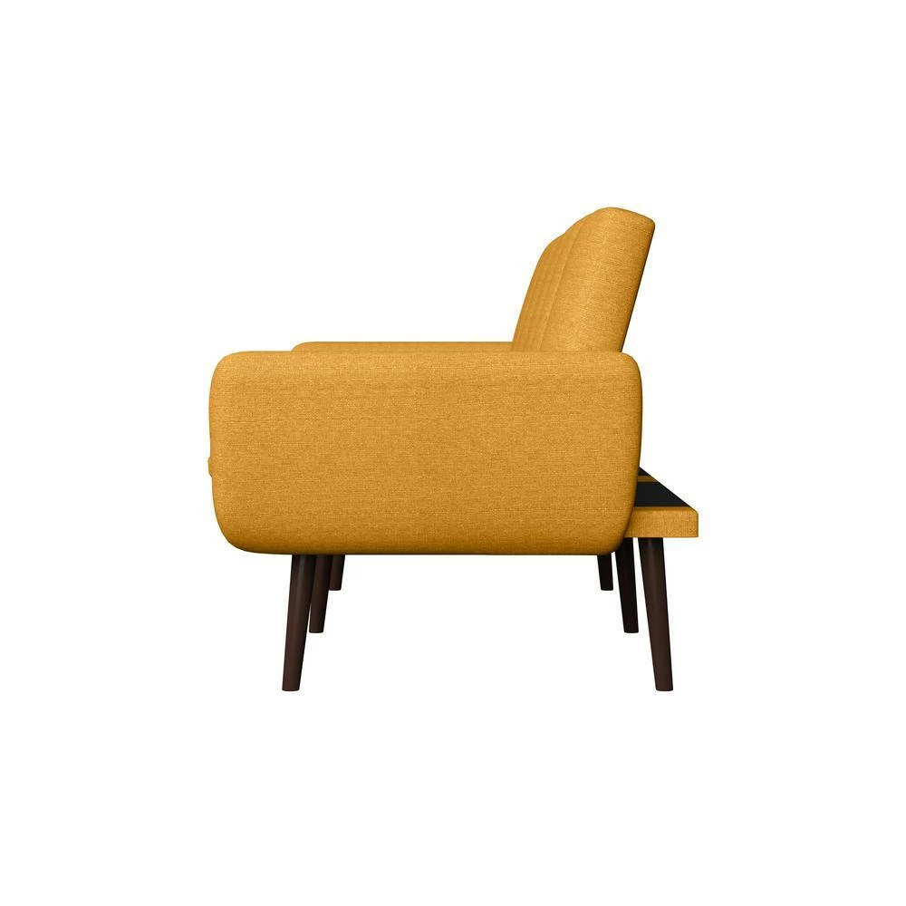 Hot Sale ❤️ Limbrick 81.25 in. Mustard Yellow Linen-like Fabric 3-Seat Full Size Convert-a-Couch Sofa Bed by Handy Living 🧨 - Image 3