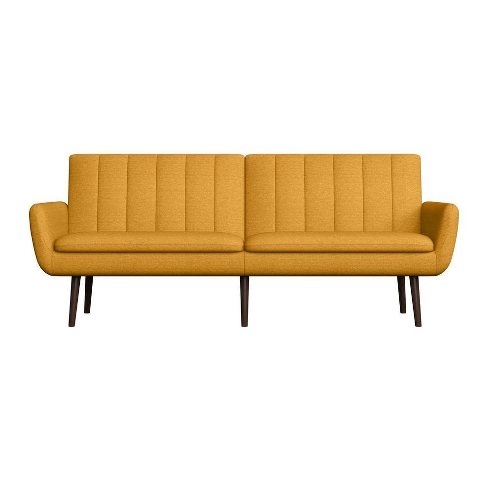 Hot Sale ❤️ Limbrick 81.25 in. Mustard Yellow Linen-like Fabric 3-Seat Full Size Convert-a-Couch Sofa Bed by Handy Living 🧨 - Image 11