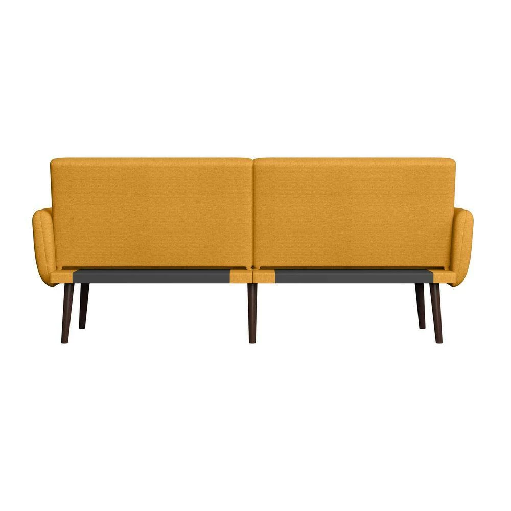Hot Sale ❤️ Limbrick 81.25 in. Mustard Yellow Linen-like Fabric 3-Seat Full Size Convert-a-Couch Sofa Bed by Handy Living 🧨 - Image 6