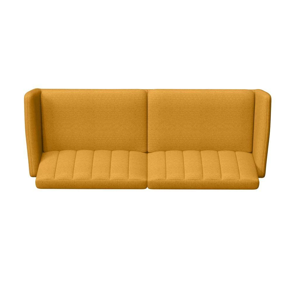 Hot Sale ❤️ Limbrick 81.25 in. Mustard Yellow Linen-like Fabric 3-Seat Full Size Convert-a-Couch Sofa Bed by Handy Living 🧨 - Image 4