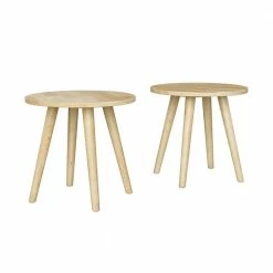 Outlet 🎁 Marcia Natural Round Wood End Tables (Set of 2) by Handy Living 😀