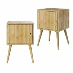 Flash Sale 🔥 Freemont Square Wood Chest-style End Tables with Door in Natural (Set of 2) by Handy Living 🥰
