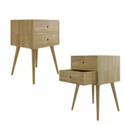 Flash Sale ✔️ Freemont 17.72 in. Solid Wood End Tables with Drawers in Natural (Set of 2) by Handy Living 😉