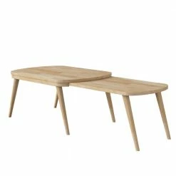 Cheap ❤️ Freemont 48 in. Natural Large Rectangle Wood Coffee Table with Nesting Tables by Handy Living 🔥