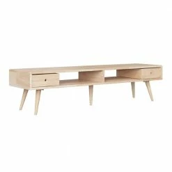 New 👍 Freemont 59 in. Natural Wood TV Stand with 2-Drawer Fits TVs Up to 55 in. by Handy Living 🥰