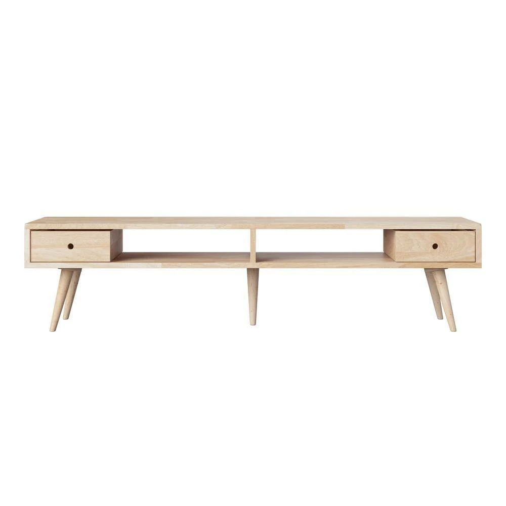 New ๐ Freemont 59 in. Natural Wood TV Stand with 2-Drawer Fits TVs Up to 55 in. by Handy Living ๐ฅฐ - Image 3