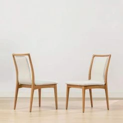 Hot Sale โ๏ธ Scandi Upholstered Natural Light Brown Wood Dining Chair White Pepper (Set of 2) by Jennifer Taylor โ