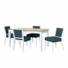 Promo 😍 Wesley 5-Piece Smart Top Dining Table & Upholstered Armless Dining Chairs in Denim Blue Fine Polyester by Handy Living 😉