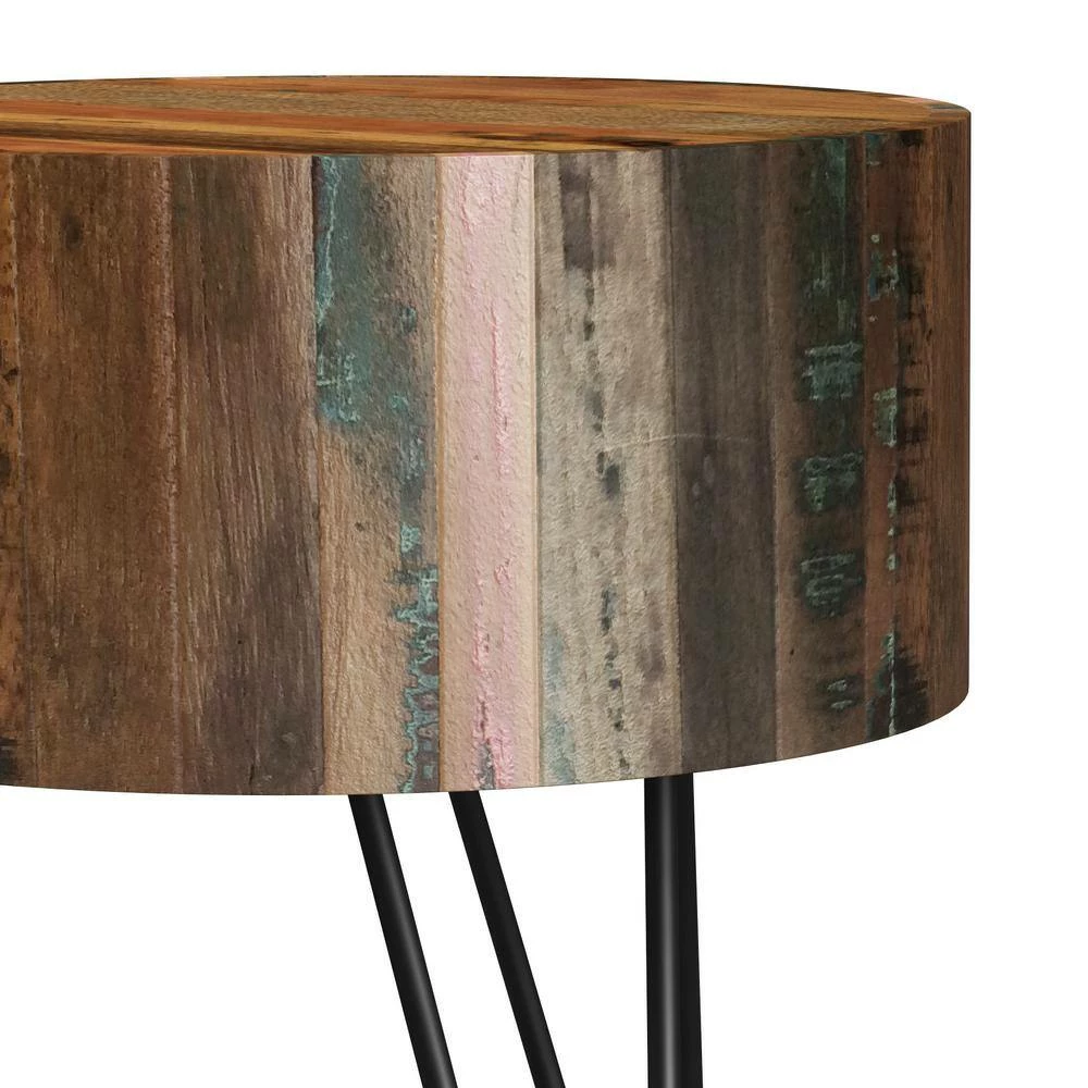 Top 10 👏 Noleta 20 in. W Natural with Multi-Color Wash 22 in. H Round Old Reclaimed Wood End Table with Black Iron Hairpin Legs by Handy Living 👏 - Image 9