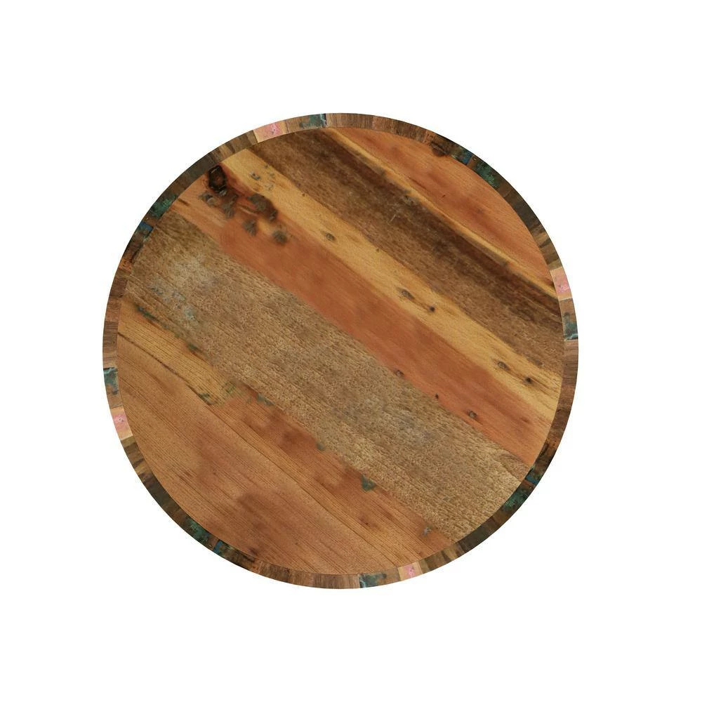 Top 10 👏 Noleta 20 in. W Natural with Multi-Color Wash 22 in. H Round Old Reclaimed Wood End Table with Black Iron Hairpin Legs by Handy Living 👏 - Image 3