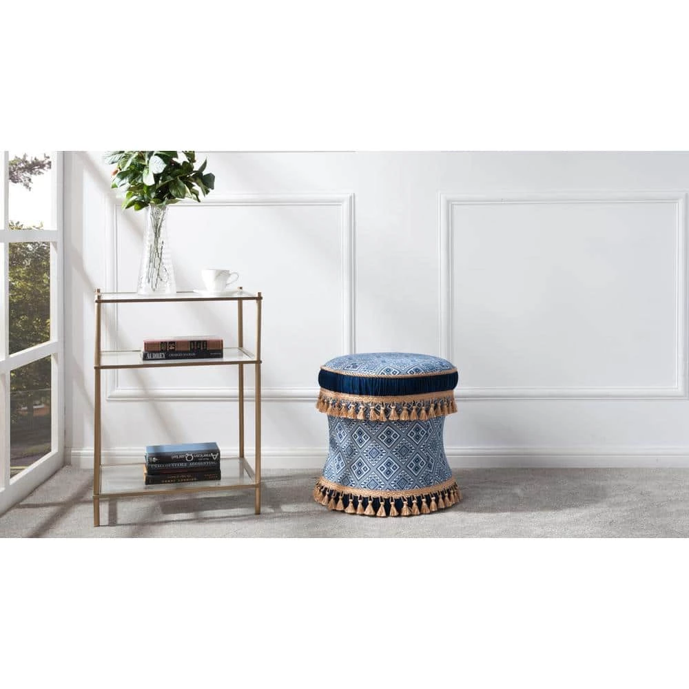 Discount β Leona Navy and White Vanity Stool by Jennifer Taylor π₯° - Image 7