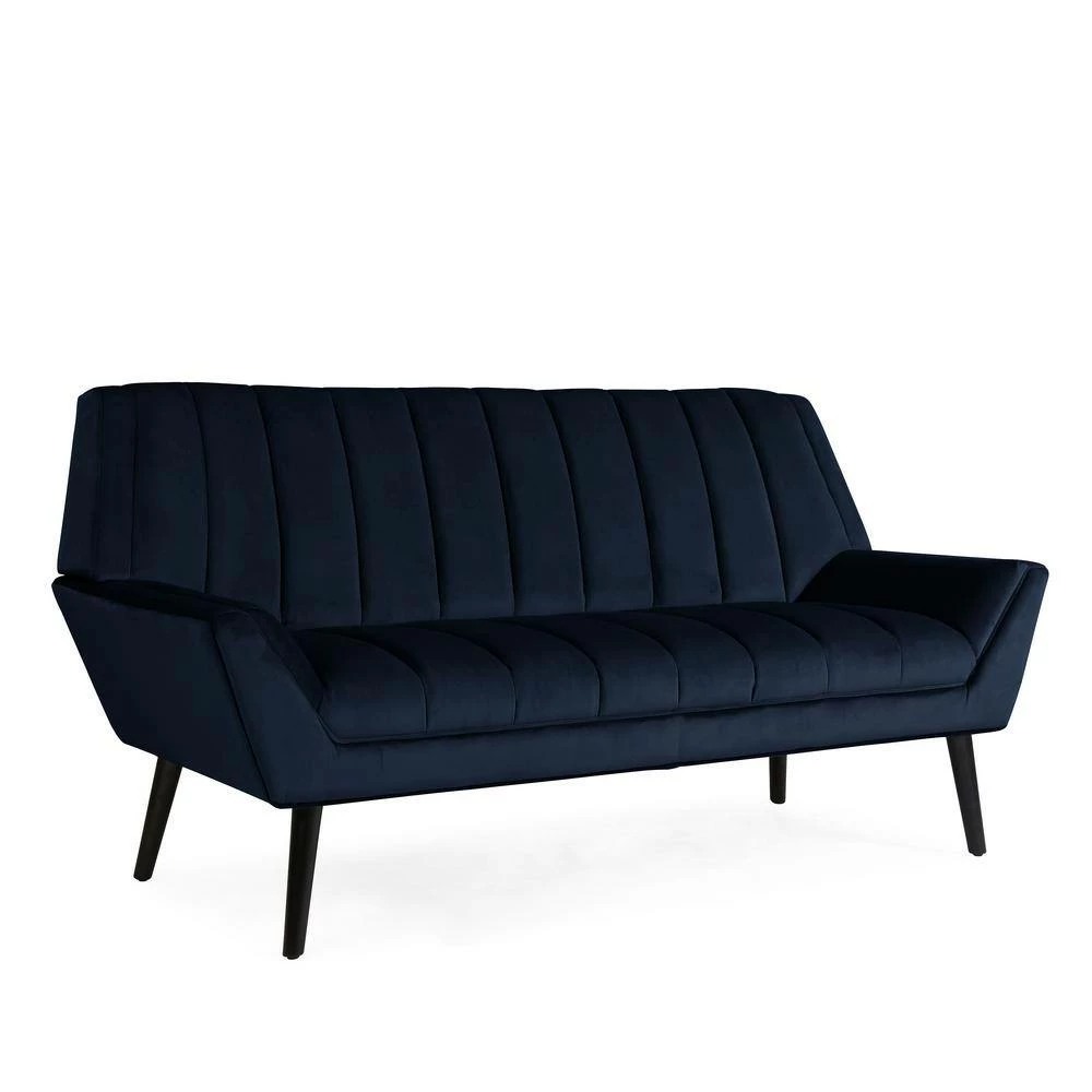 Discount 🔥 Omundson 3-Piece Navy Blue Velvet Mid Century Modern Sofa, Loveseat and Chair Set by Handy Living 🤩 - Image 4