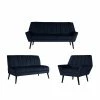 Discount 🔥 Omundson 3-Piece Navy Blue Velvet Mid Century Modern Sofa, Loveseat and Chair Set by Handy Living 🤩