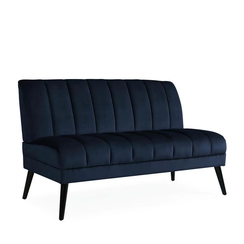 Discount 🔥 Omundson 3-Piece Navy Blue Velvet Mid Century Modern Sofa, Loveseat and Chair Set by Handy Living 🤩 - Image 2