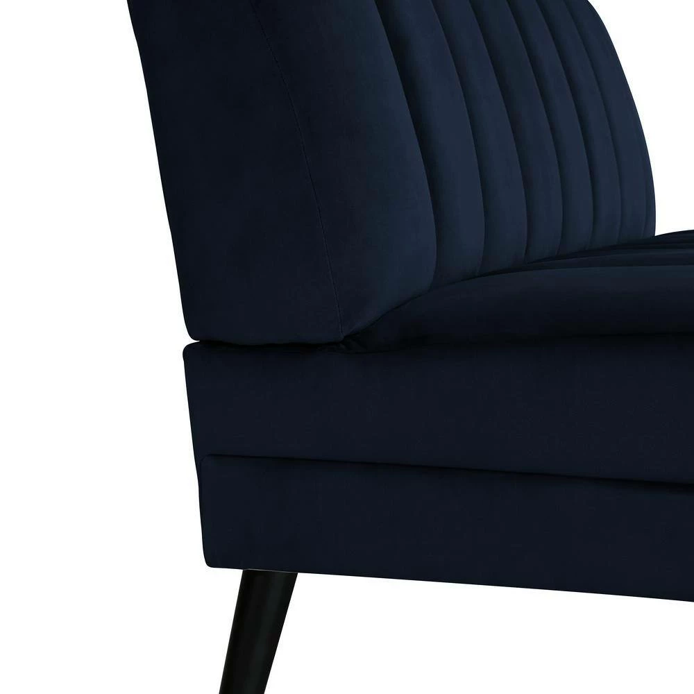 Buy 🎉 Omundson 56.1 in. Navy Blue Polyester 2-Seater Armless Loveseat with Wood Legs by Handy Living 🛒 - Image 8