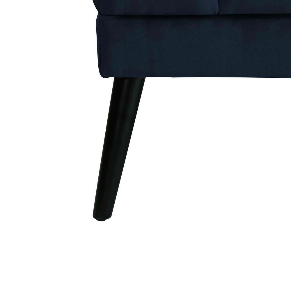 Buy 🎉 Omundson 56.1 in. Navy Blue Polyester 2-Seater Armless Loveseat with Wood Legs by Handy Living 🛒 - Image 9