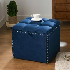 Top 10 🔥 Natalia Navy Blue Storage Ottoman by Jennifer Taylor ✔️