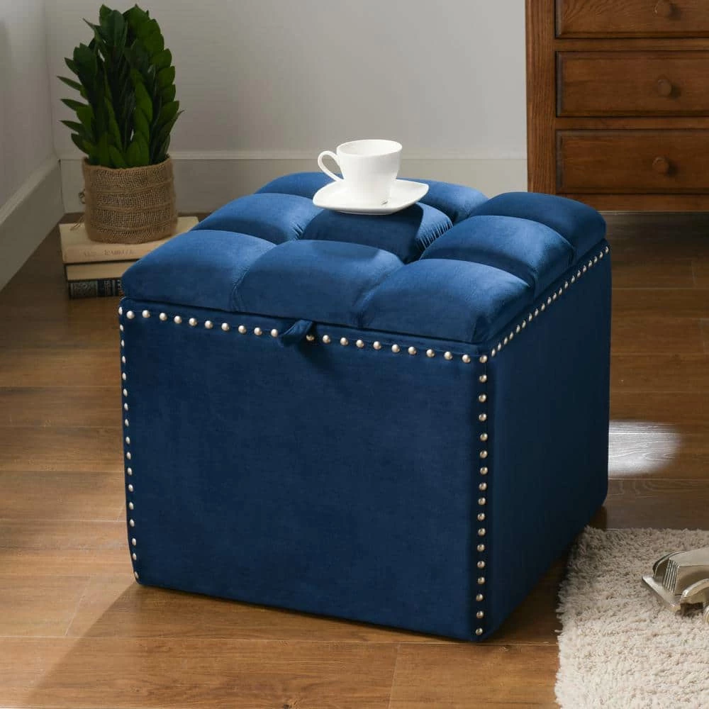 Top 10 🔥 Natalia Navy Blue Storage Ottoman by Jennifer Taylor ✔️