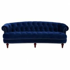 New 🥰 La Rosa Navy Blue Velvet Victorian Chesterfield Tufted Sofa by Jennifer Taylor ⭐