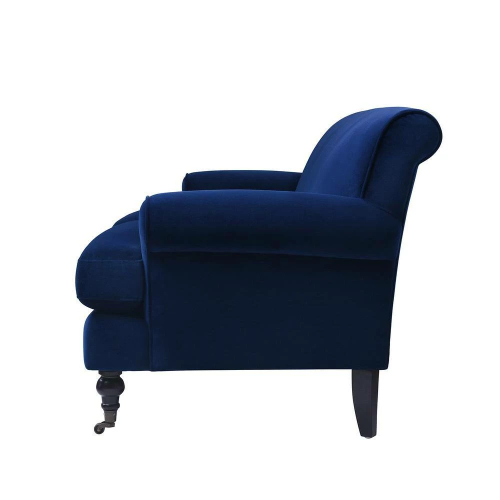 Best Pirce 🥰 Alana 88 in. W Lawson Recessed Arm Sofa Metal Casters, Navy Blue Velvet by Jennifer Taylor 🔥 - Image 3