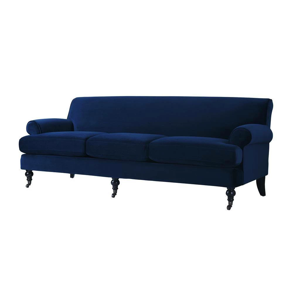 Best Pirce 🥰 Alana 88 in. W Lawson Recessed Arm Sofa Metal Casters, Navy Blue Velvet by Jennifer Taylor 🔥 - Image 2