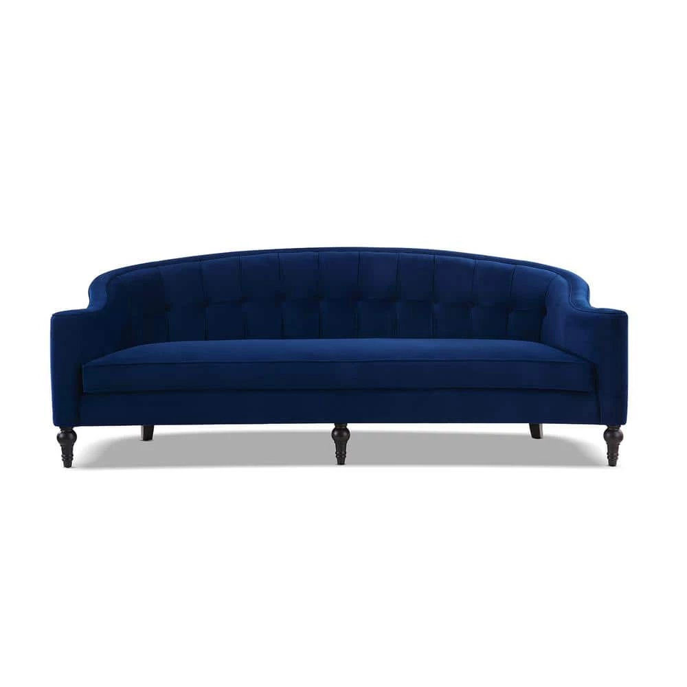 Coupon ✨ Stewart 87.5 in. W Navy Blue Velvet Modern Button-Tufted Curved Sofa by Jennifer Taylor 🌟