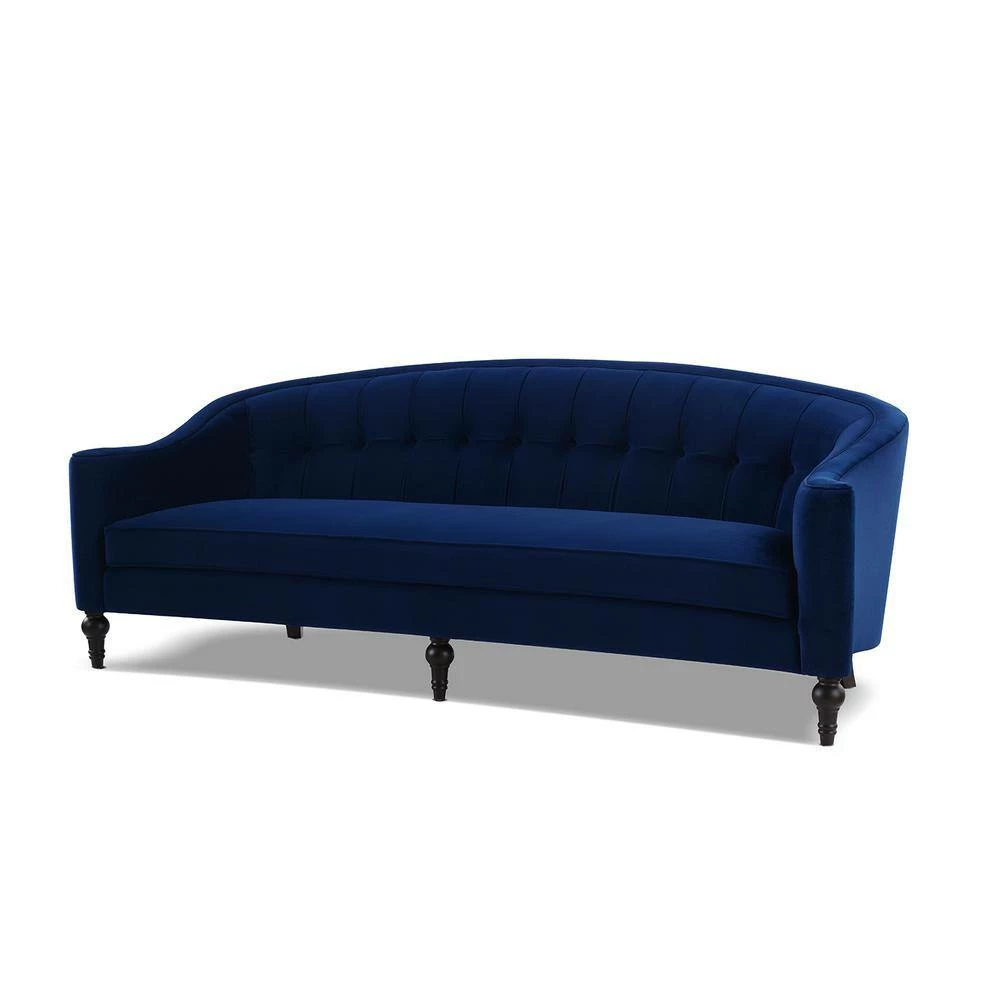 Coupon ✨ Stewart 87.5 in. W Navy Blue Velvet Modern Button-Tufted Curved Sofa by Jennifer Taylor 🌟 - Image 2