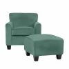 Cheapest 🔔 Nichol Turquoise Blue Velvet-like Fabric Arm Chair and Ottoman Set by Handy Living 👍