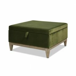 Promo 👍 Knox 35 in. Square Storage Cocktail Ottoman, Olive Green Performance Velvet by Jennifer Taylor ✔️