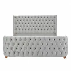 Budget 🧨 Brooklyn Tufted Opal Grey King Headboard Bed by Jennifer Taylor 🤩