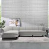 Cheapest 🥰 Victoria 2-Piece Opal Gray Channel Tufted-Velvet L-Shaped Left Facing Sectional Sofa with Wood Legs by Jennifer Taylor 🌟