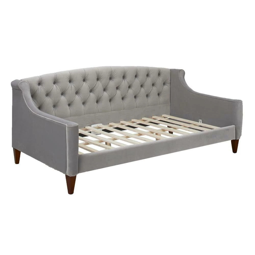 Outlet 🎁 Lucy 84 in. Opal Gray Velvet 2-Seater Twin Sleeper Sofa Bed with Tapered Legs by Jennifer Taylor 🛒 - Image 5