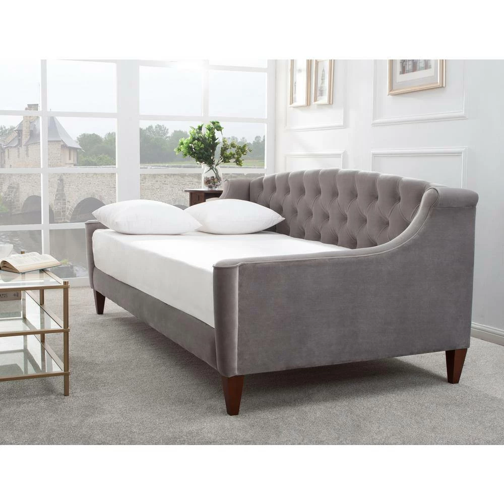 Outlet 🎁 Lucy 84 in. Opal Gray Velvet 2-Seater Twin Sleeper Sofa Bed with Tapered Legs by Jennifer Taylor 🛒 - Image 9