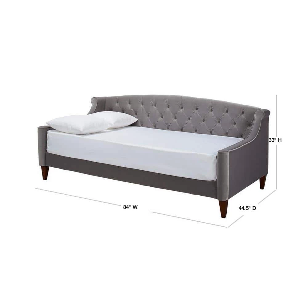 Outlet 🎁 Lucy 84 in. Opal Gray Velvet 2-Seater Twin Sleeper Sofa Bed with Tapered Legs by Jennifer Taylor 🛒 - Image 3