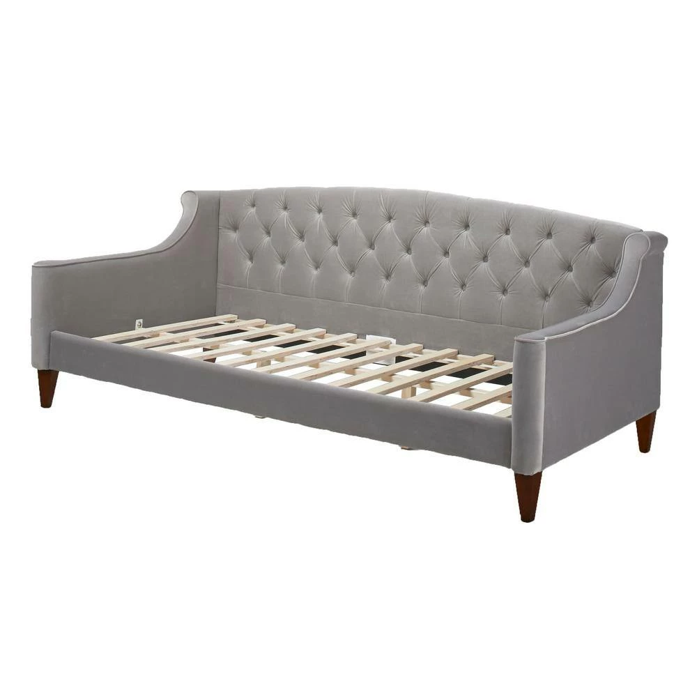Outlet 🎁 Lucy 84 in. Opal Gray Velvet 2-Seater Twin Sleeper Sofa Bed with Tapered Legs by Jennifer Taylor 🛒 - Image 4