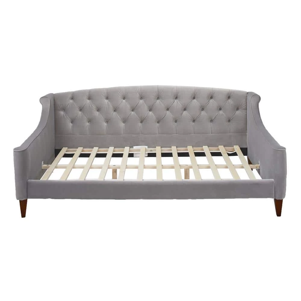 Outlet 🎁 Lucy 84 in. Opal Gray Velvet 2-Seater Twin Sleeper Sofa Bed with Tapered Legs by Jennifer Taylor 🛒 - Image 2