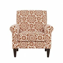 Cheap 😀 Jean Orange and Cream Medallion Arm Chair by Handy Living 🥰