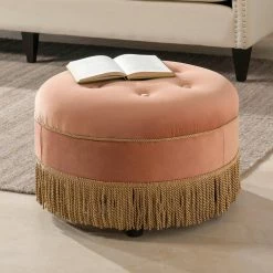 Best deal 💯 Yolanda Orange Ottoman by Jennifer Taylor 🧨