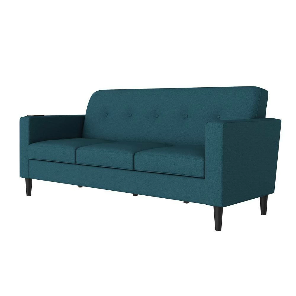 Discount 😀 Montana 75.3 in. Peacock Blue Linen Fabric 3-Seater Lawson Sofa with Removable Cushions by Handy Living 😍 - Image 3