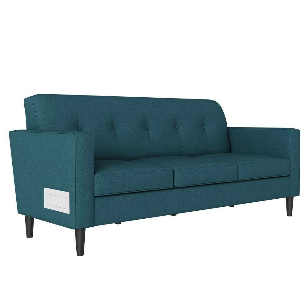 Discount 😀 Montana 75.3 in. Peacock Blue Linen Fabric 3-Seater Lawson Sofa with Removable Cushions by Handy Living 😍 - Image 6