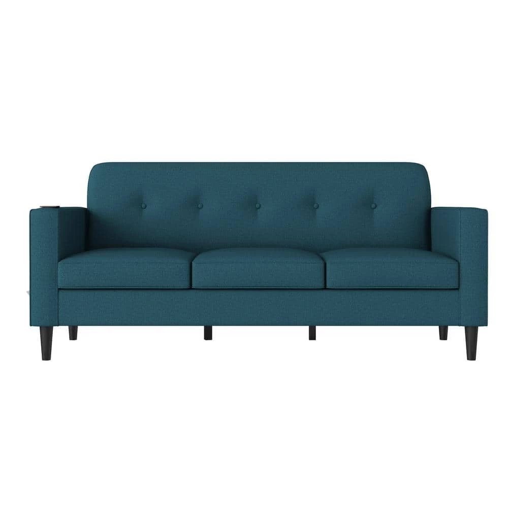 Discount 😀 Montana 75.3 in. Peacock Blue Linen Fabric 3-Seater Lawson Sofa with Removable Cushions by Handy Living 😍