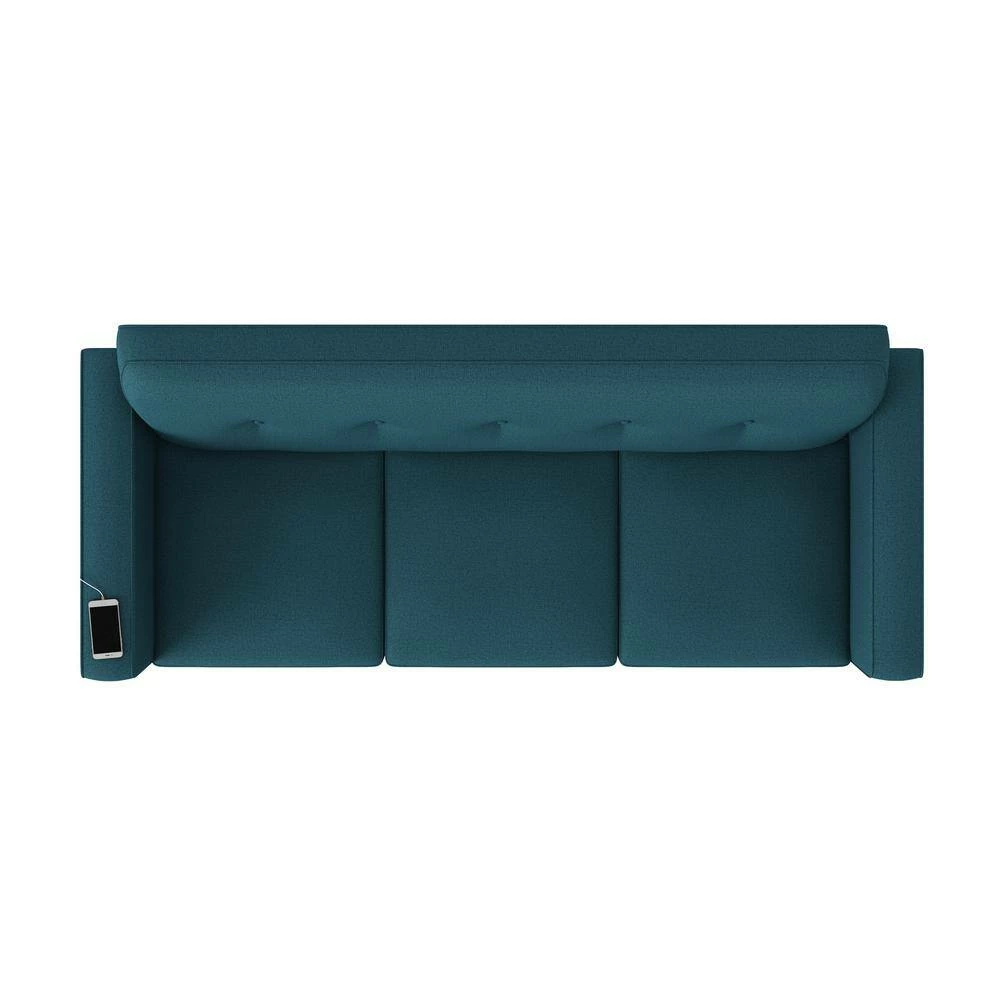 Discount 😀 Montana 75.3 in. Peacock Blue Linen Fabric 3-Seater Lawson Sofa with Removable Cushions by Handy Living 😍 - Image 4