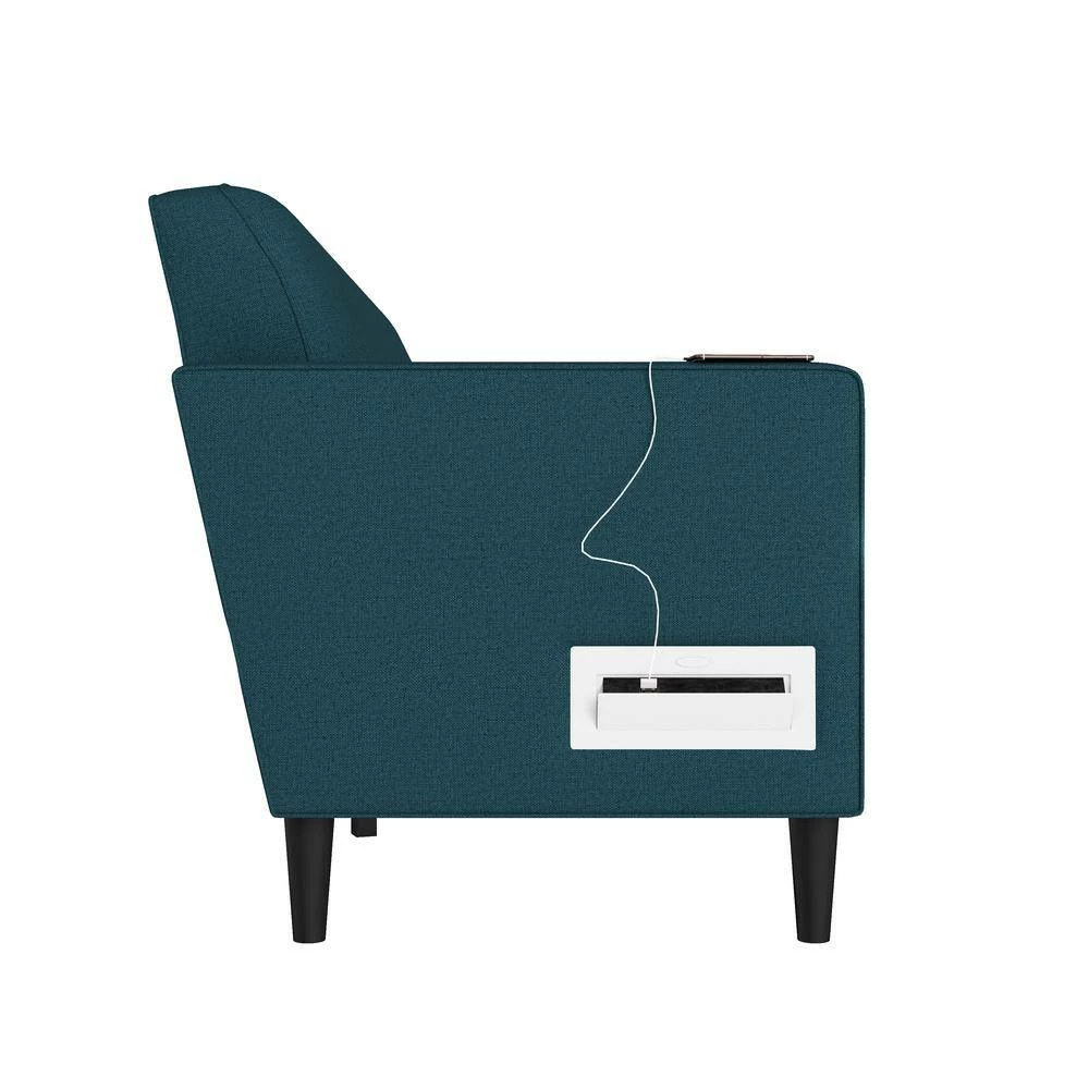 Discount 😀 Montana 75.3 in. Peacock Blue Linen Fabric 3-Seater Lawson Sofa with Removable Cushions by Handy Living 😍 - Image 2