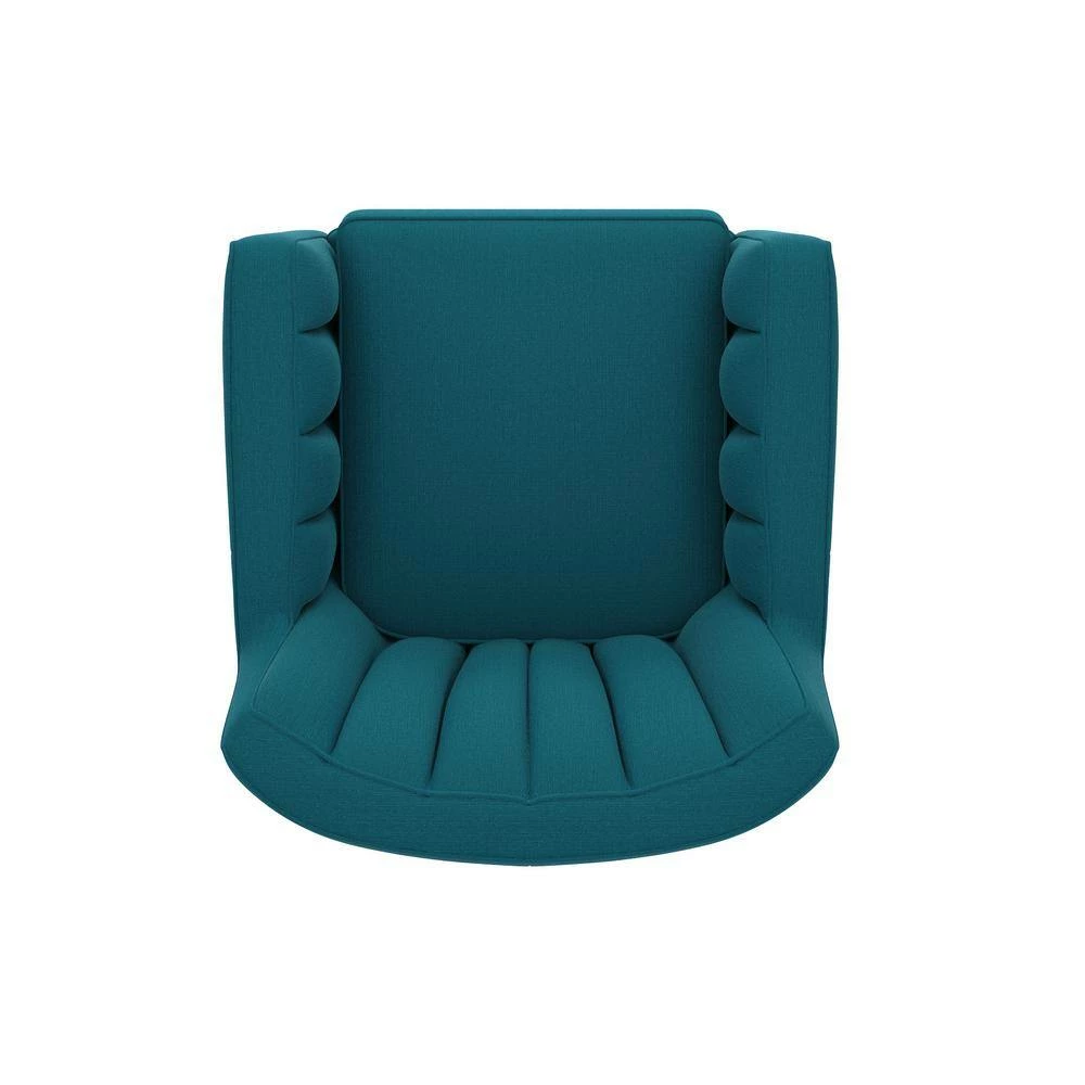 Deals 🎁 Sanderson Peacock Blue Linen-Like Fabric Swivel Arm Chair by Handy Living 😍 - Image 3